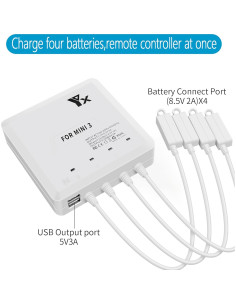 Cargador Rápido 6 en 1 Hanatora para DJI Mini 4 Pro y Mini 3 2