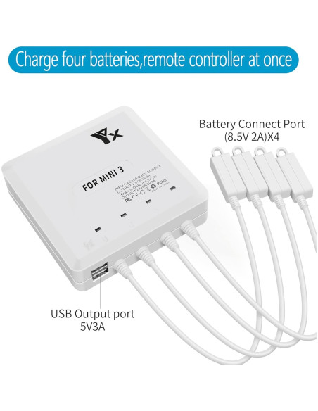 Cargador Rápido 6 en 1 Hanatora para DJI Mini 4 Pro y Mini 3