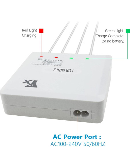 Cargador Rápido 6 en 1 Hanatora para DJI Mini 4 Pro y Mini 3