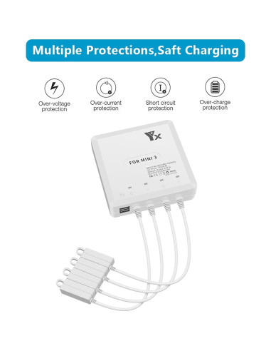 Cargador Rápido 6 en 1 Hanatora para DJI Mini 4 Pro y Mini 3