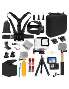 Kit Accesorios Gurmoir para GoPro Hero 12/11/10/9 - 2 Baterías, Cargador, Estuche Impermeable