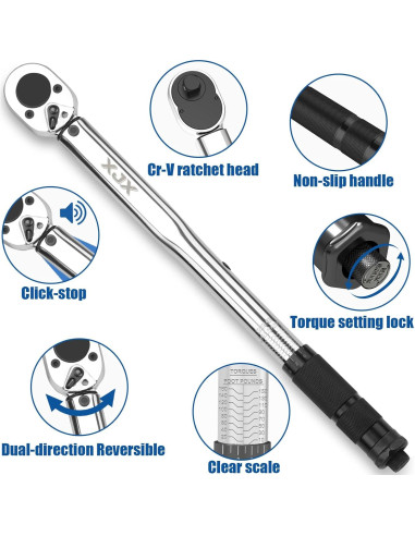 Llave de Torque XJX 1/2" 10-160 ft-lb / 13.6-217.1 Nm