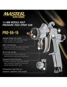 Pistola de Pulverización Master Airbrush PRO-55 1.5mm HVLP 2