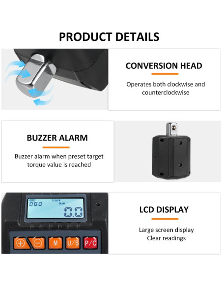 Adaptador de Llave de Torque Digital Mulcort ENC-340 10-340 Nm