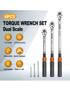 Juego de Llaves de Torque WAXTRON 3 Piezas 1/4 3/8 1/2" 230 Nm 2