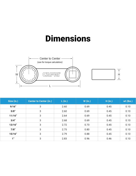 Adaptador de Torque 1/2" Capri Tools 3/4" 12 Puntos