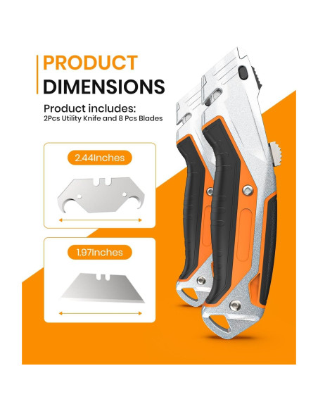 Cuchillo Utilitario Retráctil Bilivein - Paquete de 2 - Aluminio