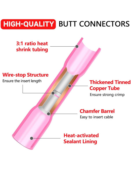 Kit de 360 Conectores de Empalme Termocontraíbles BAALA 26-10 AWG