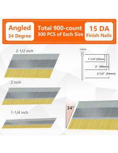 Clavos de Acabado Angulados 15 Gauge Galvanizados - 900 Piezas 2