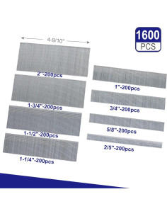 Clavos Brad Galvanizados 18GA HW HAMWOO 1600PCS 8 Tamaños 2