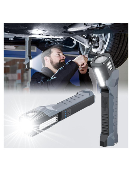 Luz de Trabajo LED Recargable WEPPGO F11 1200 Lúmenes Gris