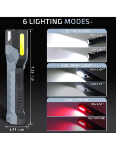Luz de Trabajo LED Recargable WEPPGO F11 1200 Lúmenes Gris 2