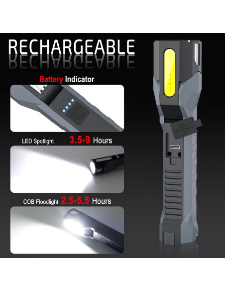 Luz de Trabajo LED Recargable WEPPGO F11 1200 Lúmenes Gris