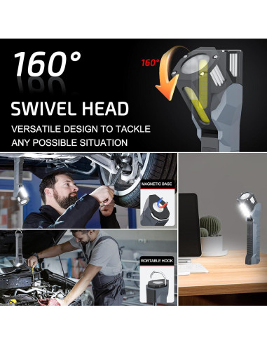 Luz de Trabajo LED Recargable WEPPGO F11 1200 Lúmenes Gris