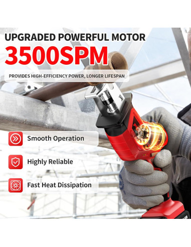 Sierra Recíproca Inalámbrica FULLYEA 21V 3500SPM con 2 Baterías