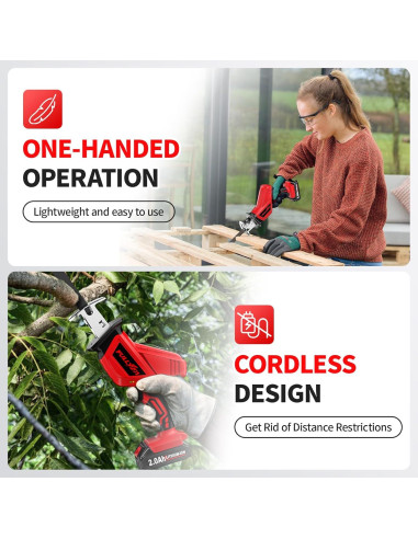 Sierra Recíproca Inalámbrica FULLYEA 21V 3500SPM con 2 Baterías