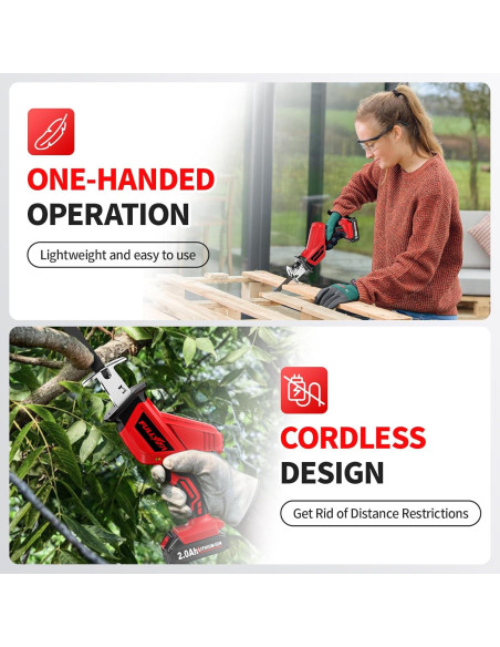 Sierra Recíproca Inalámbrica FULLYEA 21V 3500SPM con 2 Baterías