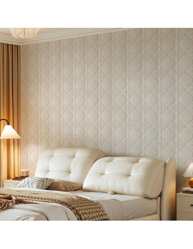 Paneles de Pared 3D Aurawall Terciopelo Blanco Crema 45x45cm