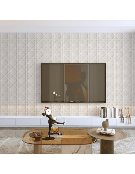 Paneles de Pared 3D Aurawall Terciopelo Blanco Crema 45x45cm Paneles de Pared 3D Aurawall Terciopelo Blanco Crema 45x45cm