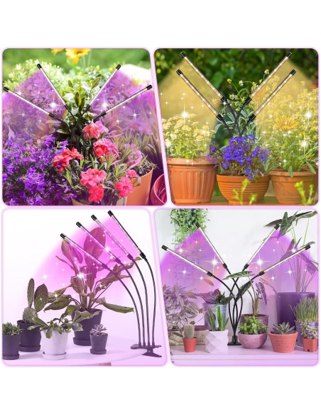 Luces de Cultivo LED WIDICOKO 4 Cabezas Espectro Completo 10 Niveles
