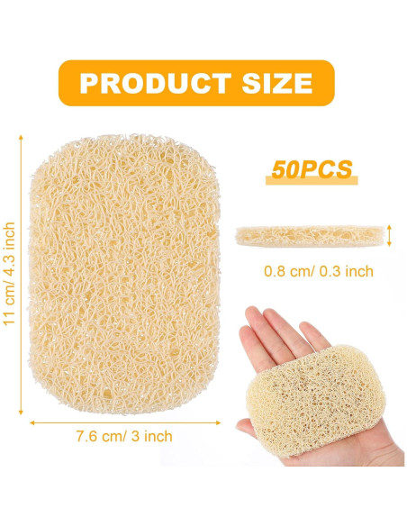 50 Almohadillas Ahorradoras de Jabón HOFURME Beige 11x7.6 cm
