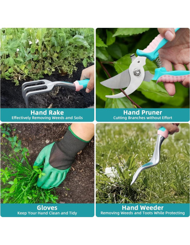 Juego de Herramientas de Jardinería MelonArt, 8 Piezas, Aluminio