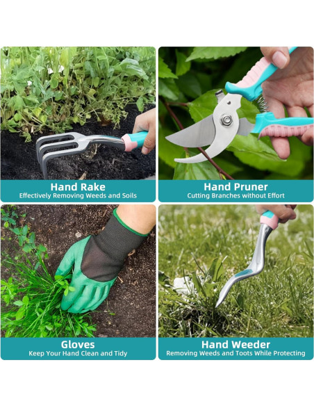 Juego de Herramientas de Jardinería MelonArt, 8 Piezas, Aluminio