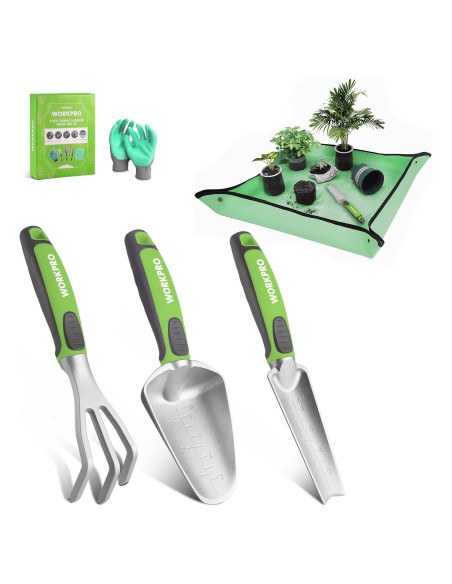 Juego de Herramientas de Jardín WORKPRO 5 Piezas Aluminio Verde