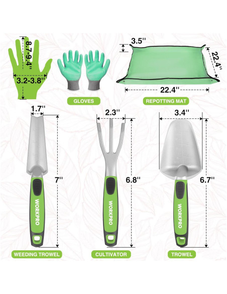 Juego de Herramientas de Jardín WORKPRO 5 Piezas Aluminio Verde