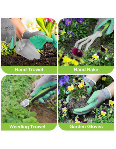 Juego de Herramientas de Jardín WORKPRO 5 Piezas Aluminio Verde