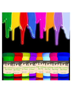 Set de 8 Pinturas Acrílicas Fosforescentes individuall 20 ml