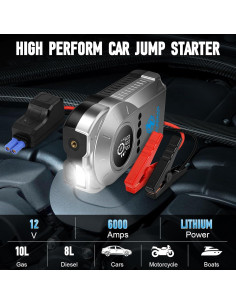 Inflador de Neumáticos ZunDian Q19 con Arrancador 6000A 12V 2