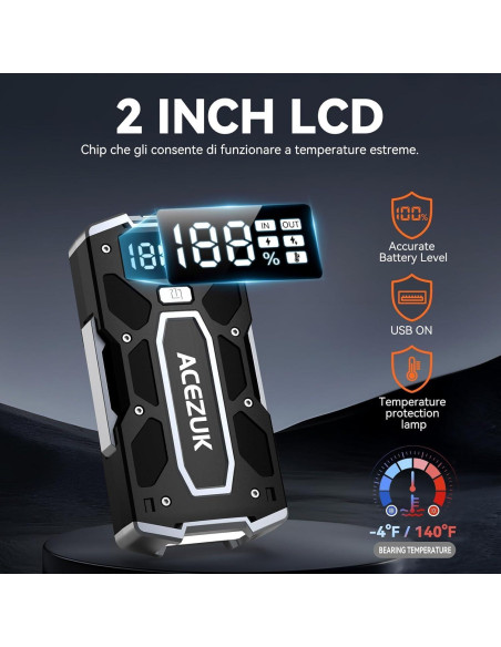 Arrancador de Batería ACEZUK M02-V01 8000A Portátil