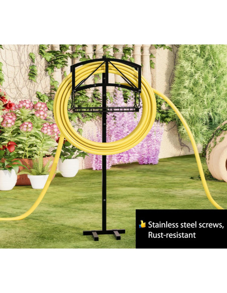 Soporte para Manguera Fire Beauty con Canasta, Acero Inoxidable