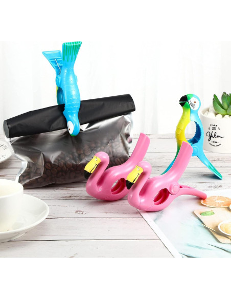 4 Clips de Toalla de Playa Jumbo Waydress - Flamenco y Loro