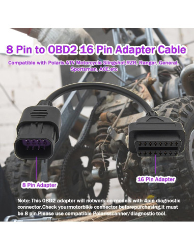 Cable Adaptador OBD2 16 Pines a 8 Pines para Polaris