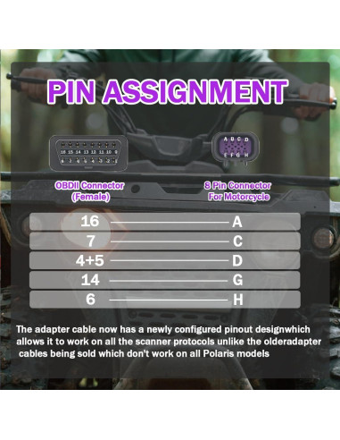 Cable Adaptador OBD2 16 Pines a 8 Pines para Polaris