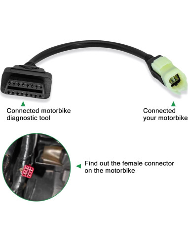 Adaptador OBD2 Honda 4pin a 16pin para Motocicletas 2017+