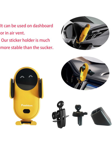 Cargador Inalámbrico para Auto Peanutech Amarillo 10W