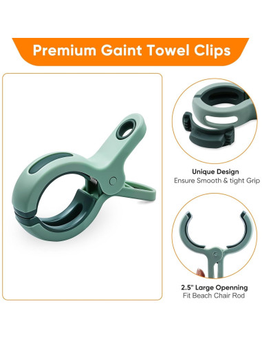 Pinzas para Toallas de Playa Zacool - 8 Piezas, Alta Resistencia