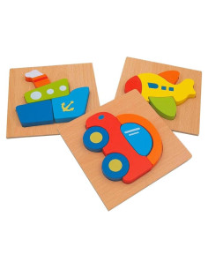 Juego de Rompecabezas de Madera DreamsEden - 3 Vehículos