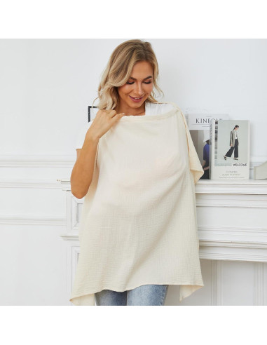 Funda de Lactancia PPOGOO 100% Algodón Muselina Beige