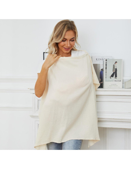 Funda de Lactancia PPOGOO 100% Algodón Muselina Beige