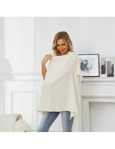 Funda de Lactancia PPOGOO 100% Algodón Muselina Beige