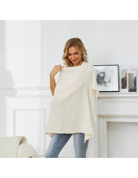 Funda de Lactancia PPOGOO 100% Algodón Muselina Beige