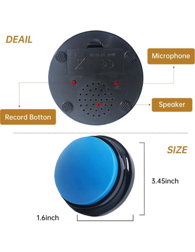 Botón de Grabación de Voz PELTEFLU 30 Segundos 4 Colores
