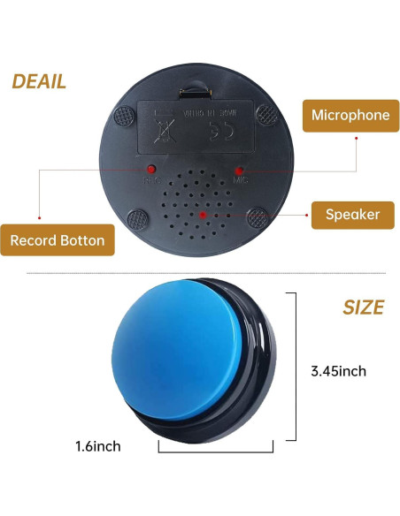 Botón de Grabación de Voz PELTEFLU 30 Segundos 4 Colores
