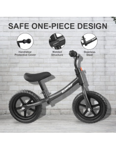 Bicicleta de Equilibrio Elantrip 12" Negra para Niños 1-3 Años 2