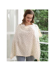 Cubierta de Lactancia Zdolmy 100% Algodón Muselina Lunares Beiges