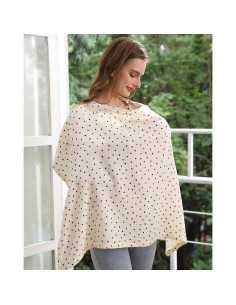 Cubierta de Lactancia Zdolmy 100% Algodón Muselina Lunares Beiges 2